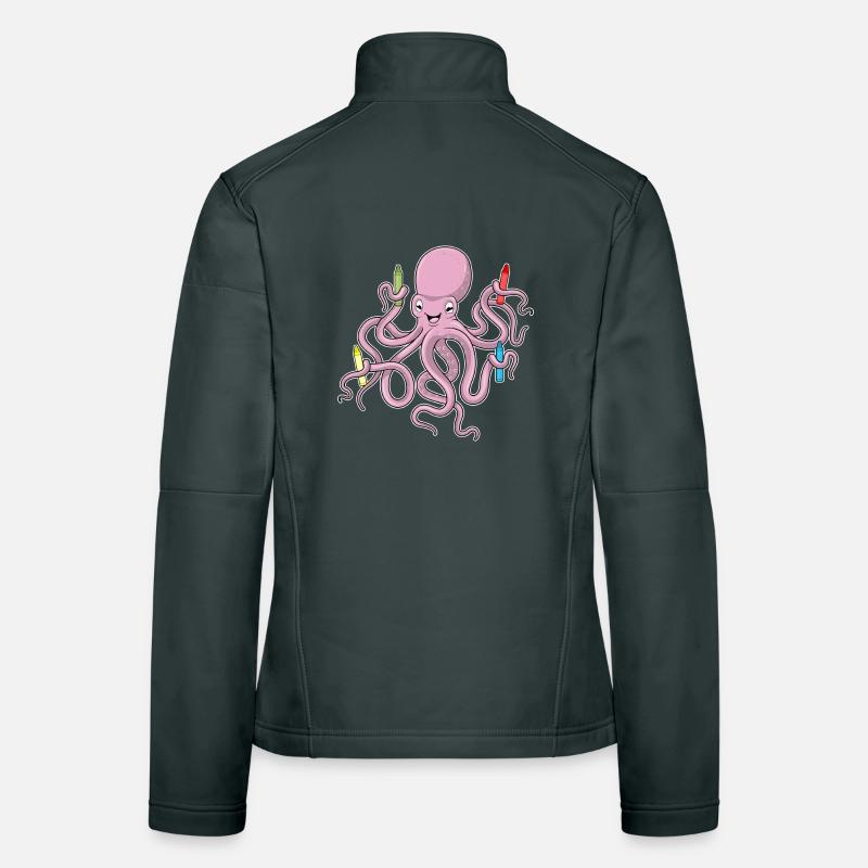 Poulpe aux crayons de cire Veste en tissu softshell Femme