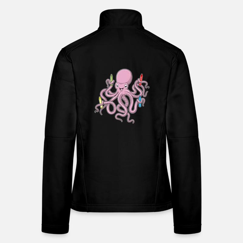 Krake mit Wachsmalstifte Frauen Softshelljacke