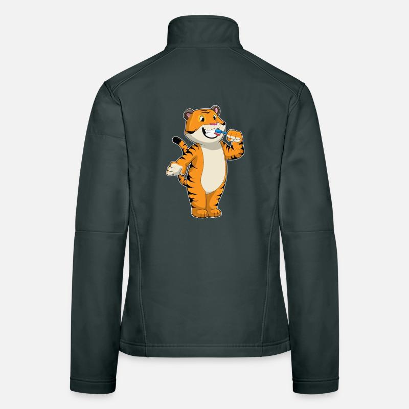 Tigre avec brosse à dents Veste en tissu softshell Femme
