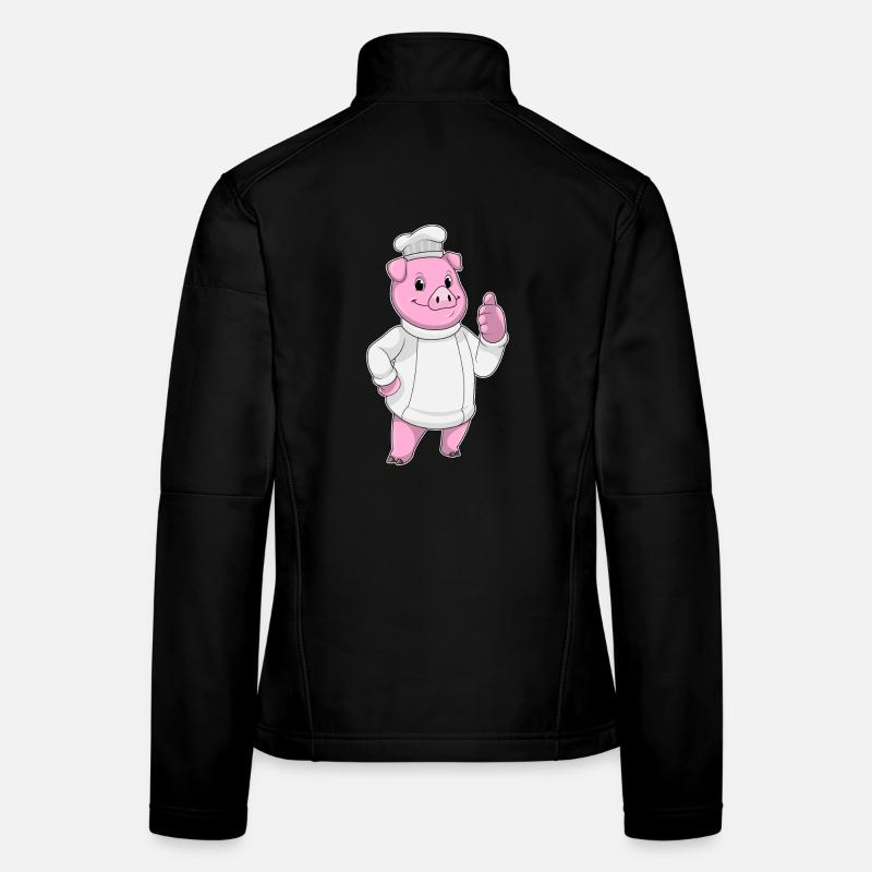 Cochon en tant que cuisinier avec un chapeau de chef Veste en tissu softshell Femme