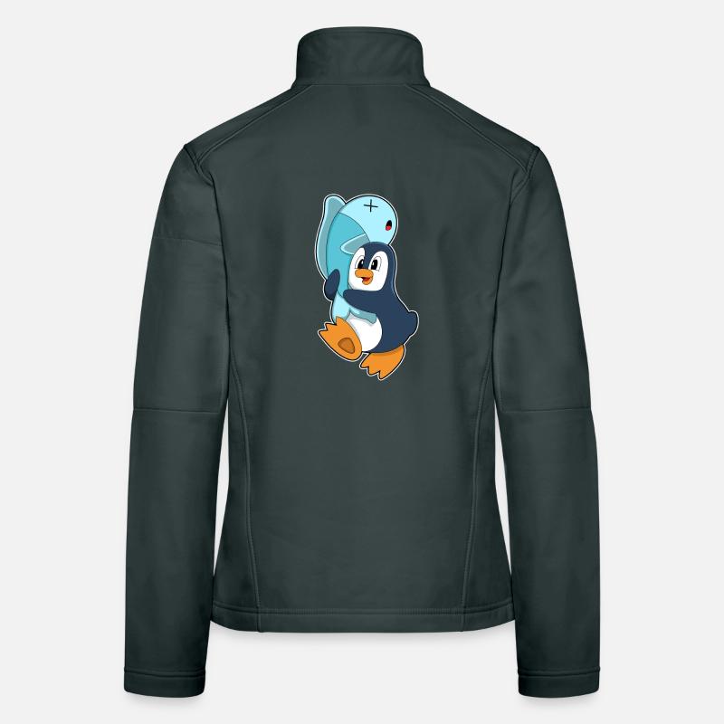 Pingouin avec du poisson Veste en tissu softshell Femme