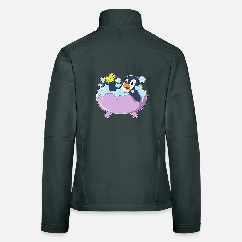 Pingouin dans la baignoire avec canard Veste en tissu softshell Femme