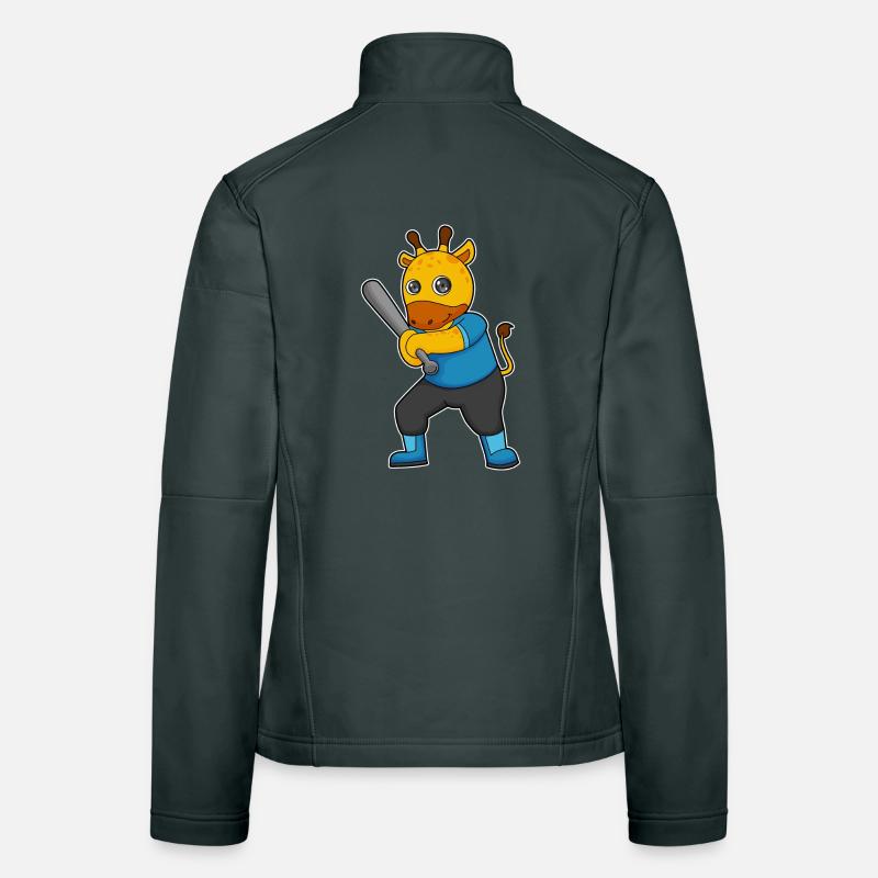 Giraffe Baseball Baseball Bat Women's Softshell Jacket