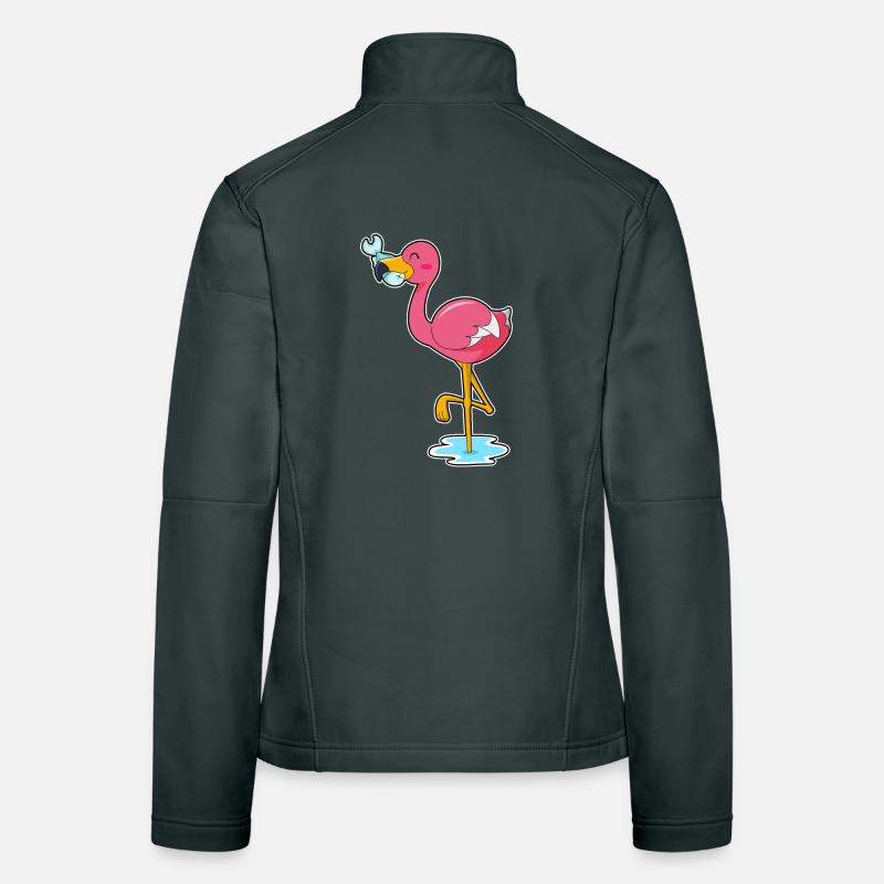 Flamant rose au poisson Veste en tissu softshell Femme