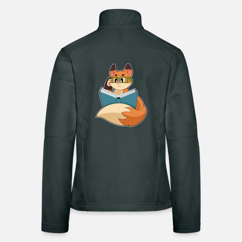 Fox Nerd Book Glasses Women's Softshell Jacket