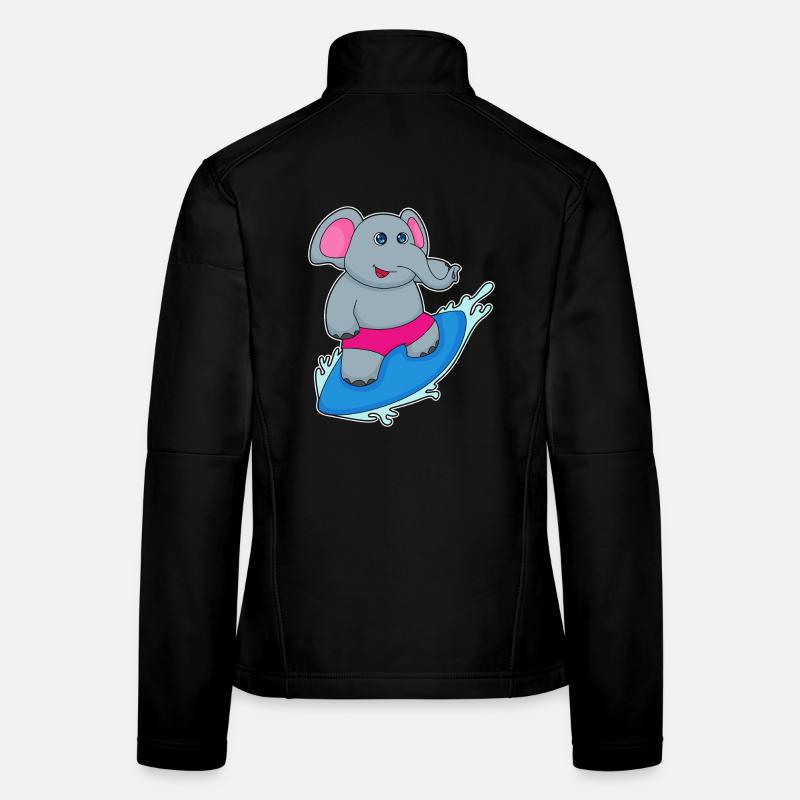 Été de planche de surf sur l’éléphant Veste en tissu softshell Femme