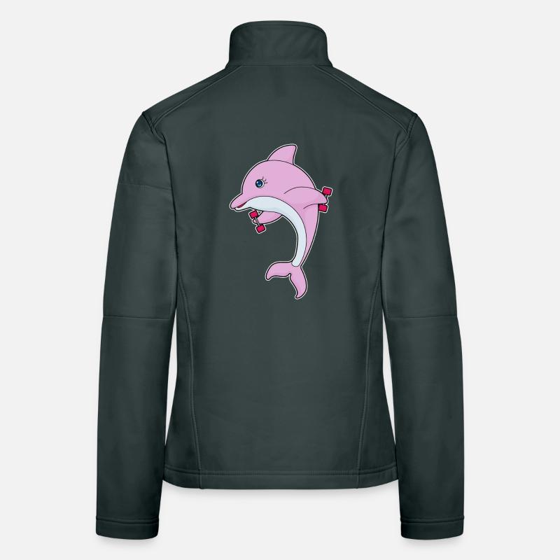 Dolphin Bodybuilder Dumbbells Bodybuilding Veste en tissu softshell Femme