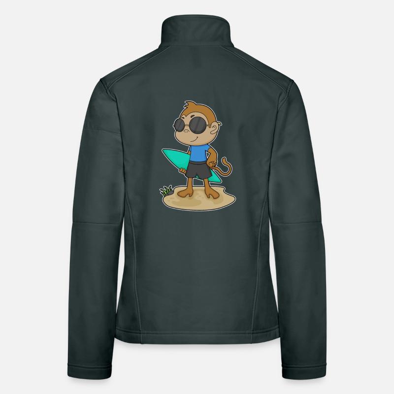 Été de surf sur planche de surf de singes Veste en tissu softshell Femme