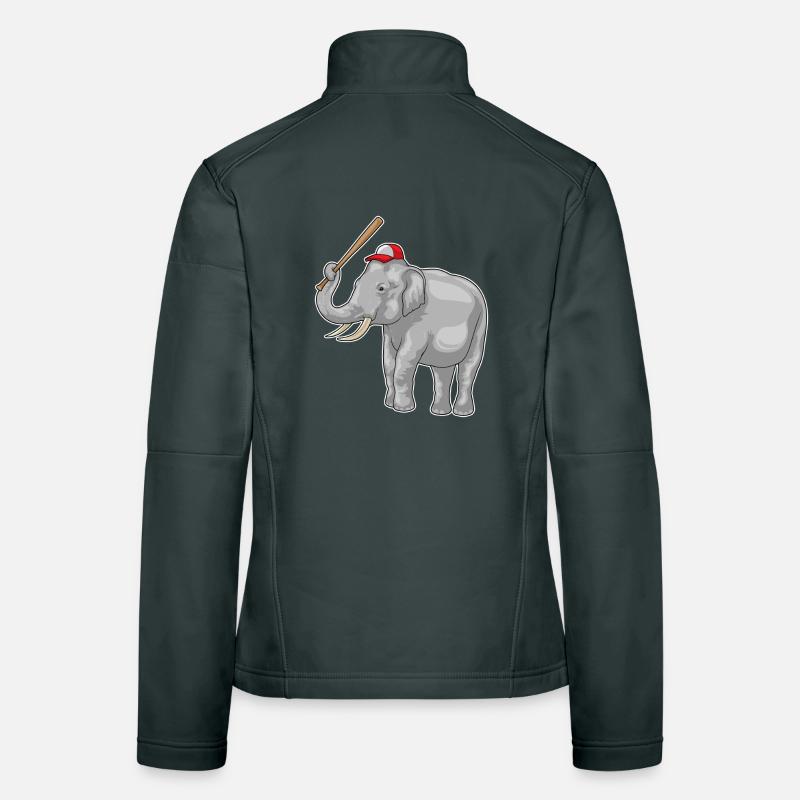 Elephant Baseball Baseball Bat Women's Softshell Jacket