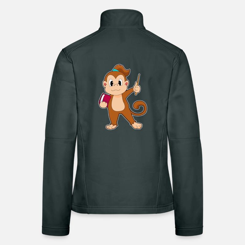Monkey Teacher Pointing Stick School Women's Softshell Jacket