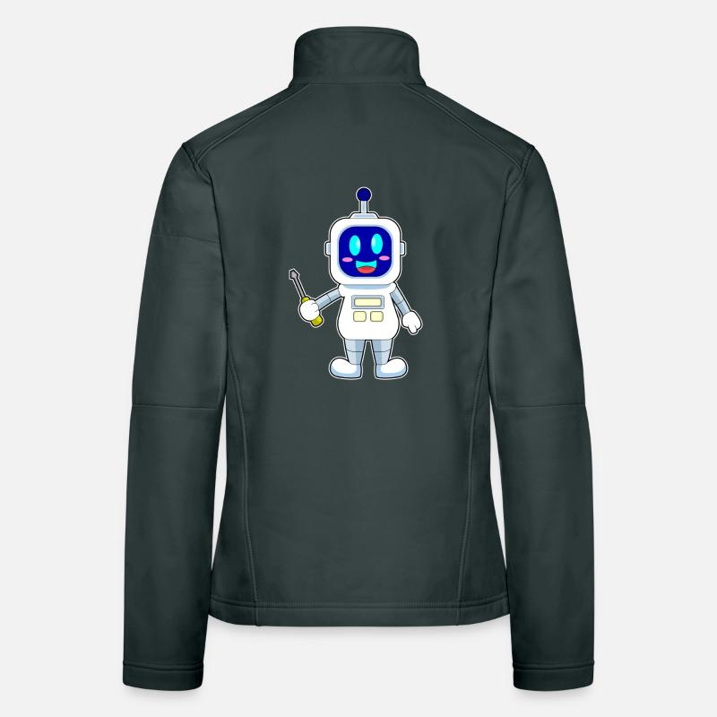 Robot Mechanic Screwdriver Workshop Women's Softshell Jacket