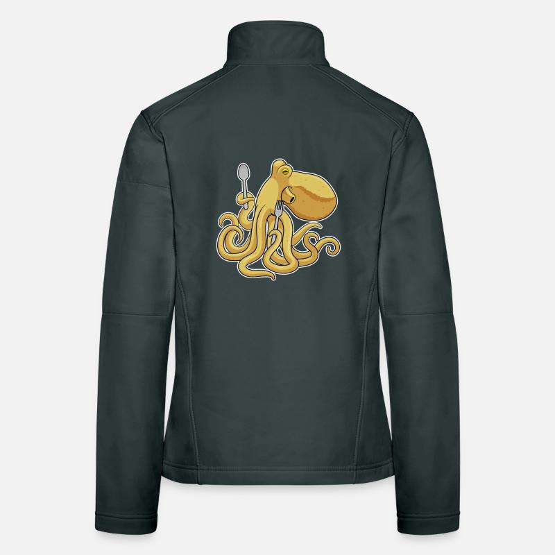 Krake Besteck Kochen Küche Frauen Softshelljacke