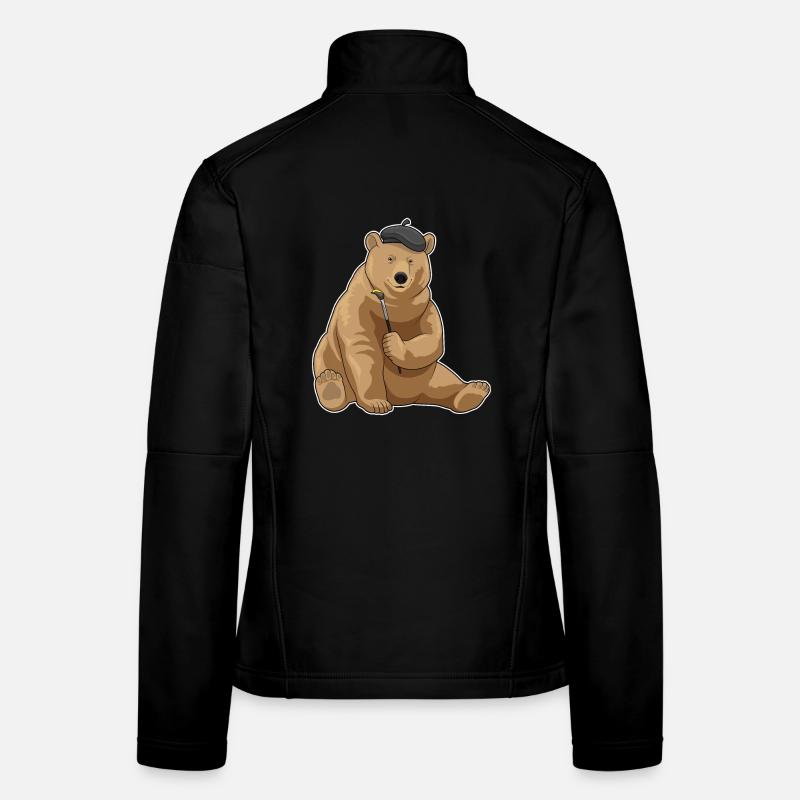 Bear Painter Brush Painting Women's Softshell Jacket