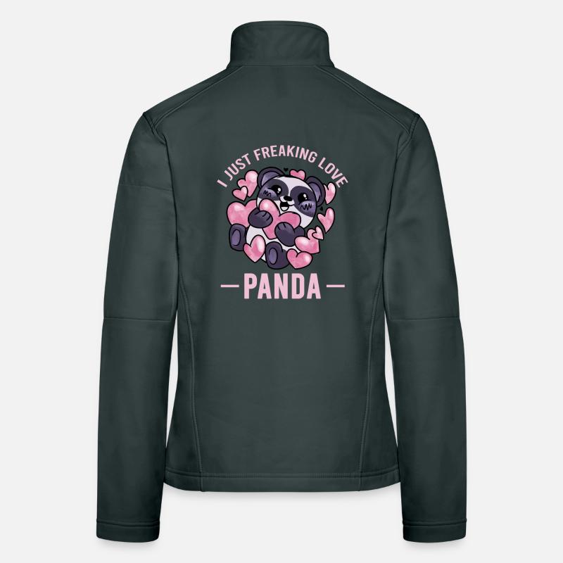 J’adore le Panda – Cœurs de panda mignons Veste en tissu softshell Femme