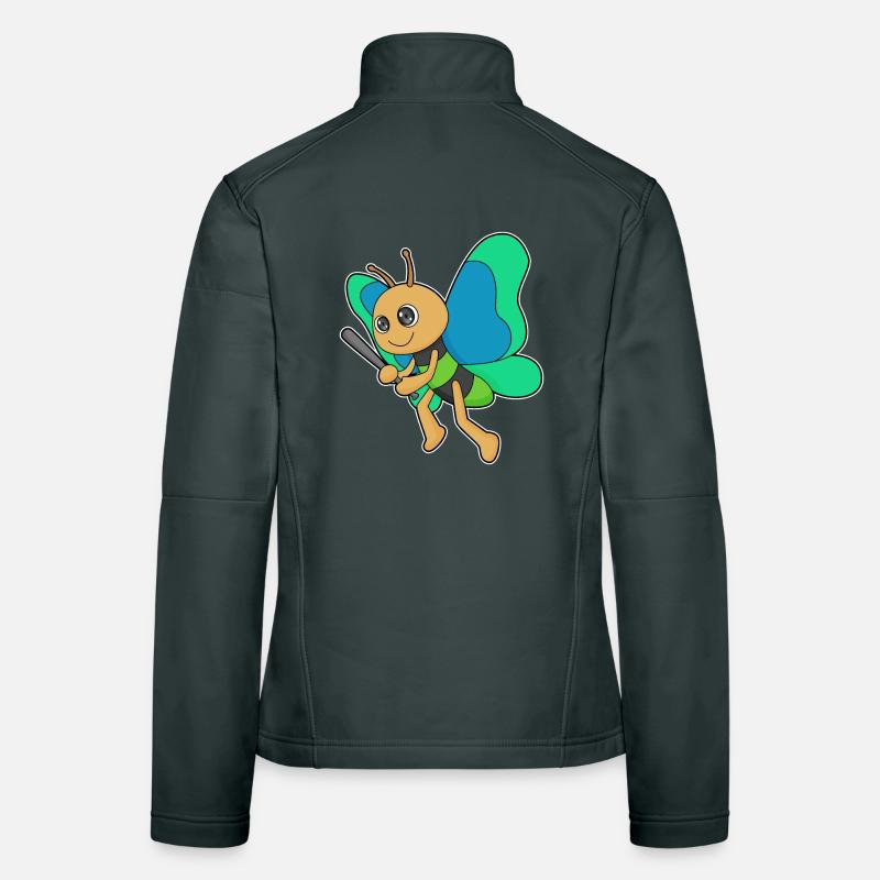 Butterfly Baseball Baseball Bat Women's Softshell Jacket