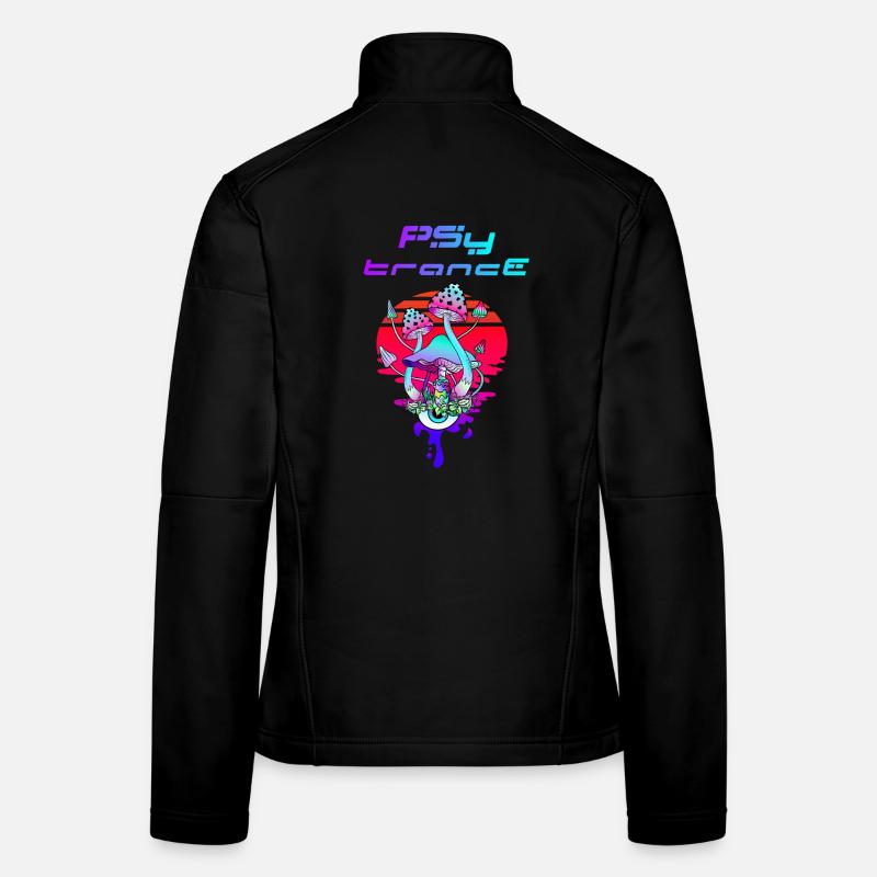 Psytrance Psychédélique Champignon Coucher de Soleil Veste en tissu softshell Femme