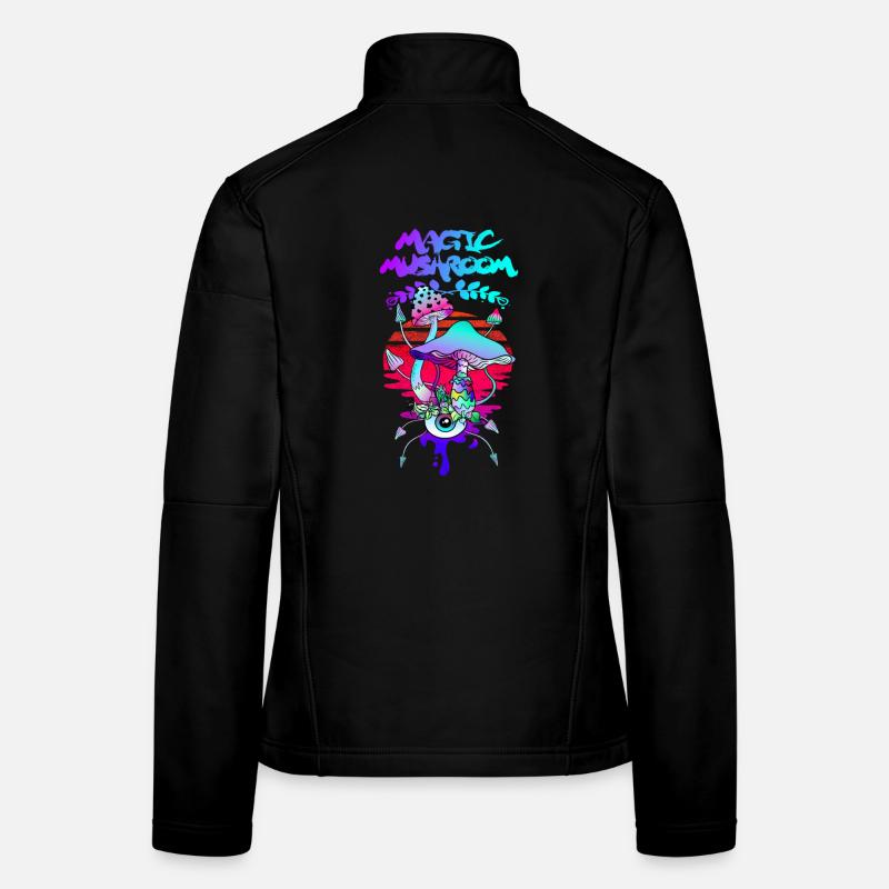 Champignons Magiques Coucher de Soleil Psychédélique Veste en tissu softshell Femme