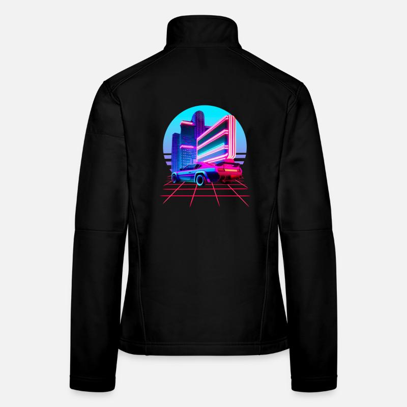 Retro Wave 80s Skyline Electro-Wave Vaporwave - Women's Softshell Jacket - black
