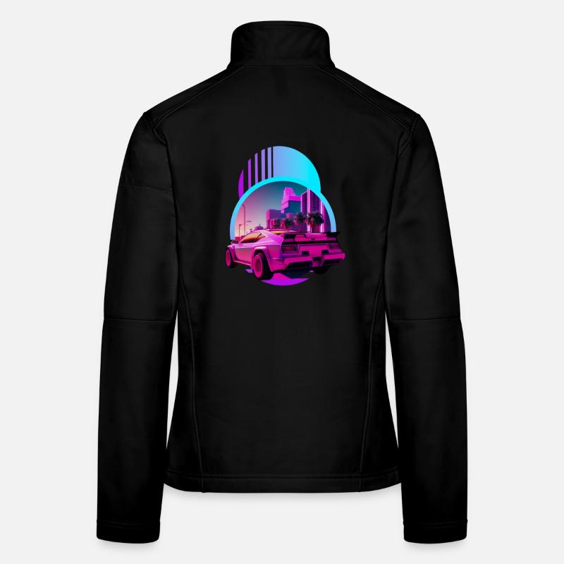 Rétro Wave Supercar Vaporwave Veste en tissu softshell Femme