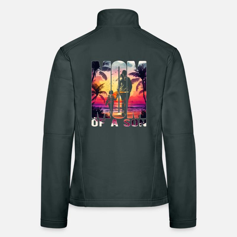 Mutter mit einem Sohn Muttertag Strand Mama Kind Frauen Softshelljacke