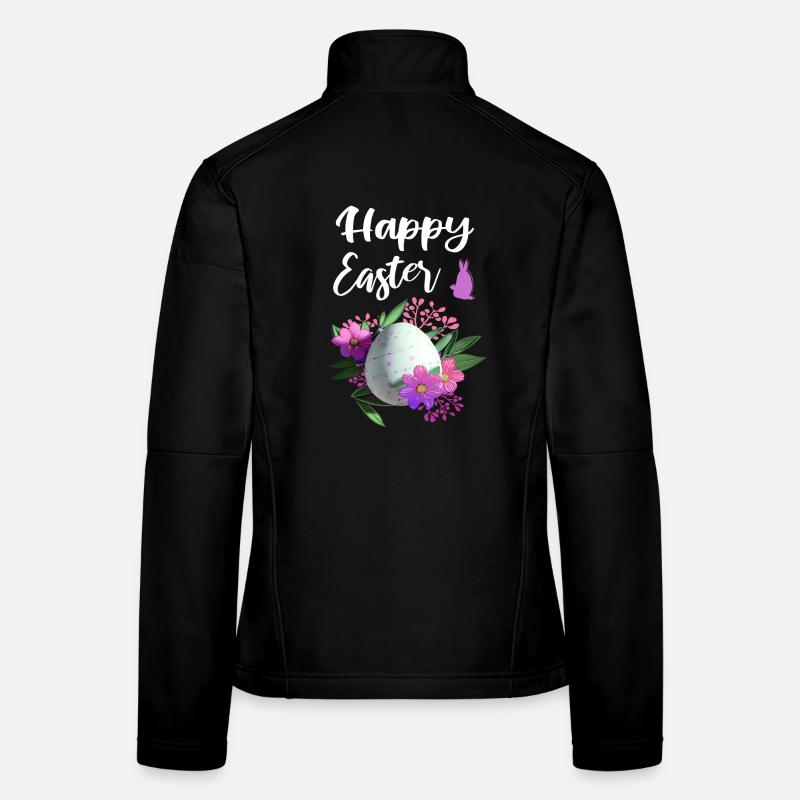 Frohe Ostern Blumen Osterei - Frauen Softshelljacke - Schwarz