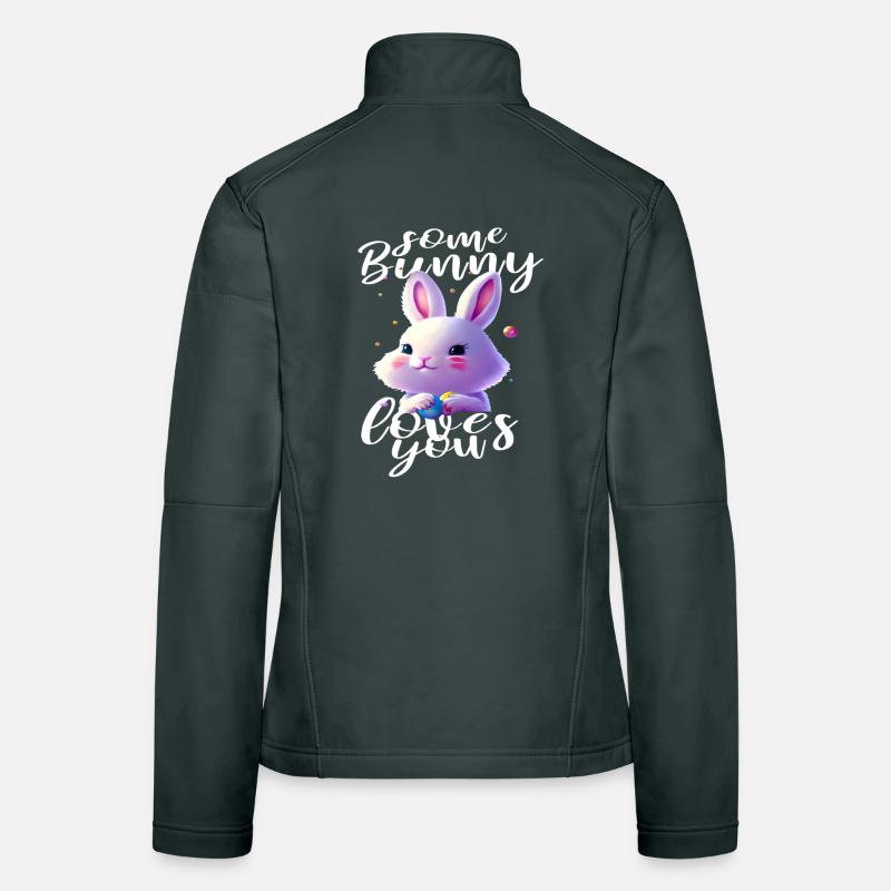 mignon lapin de Pâques vous aime Veste en tissu softshell Femme