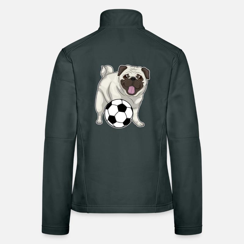 Pug Soccer Player Soccer Veste en tissu softshell Femme