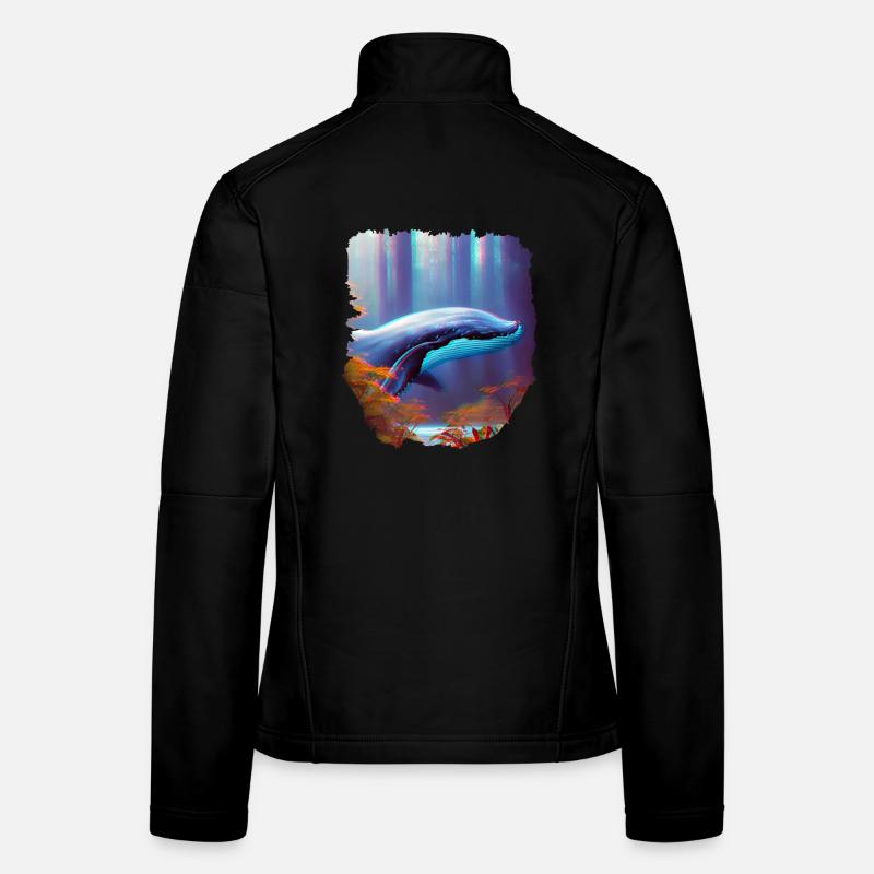Surréalisme Art Baleine dans la forêt Veste en tissu softshell Femme