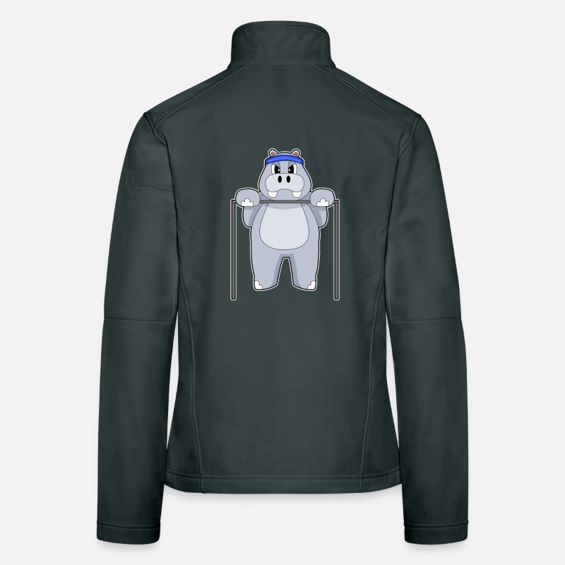 Hippopotamus Bodybuilders Pull-ups Bodybuilding Women's Softshell Jacket