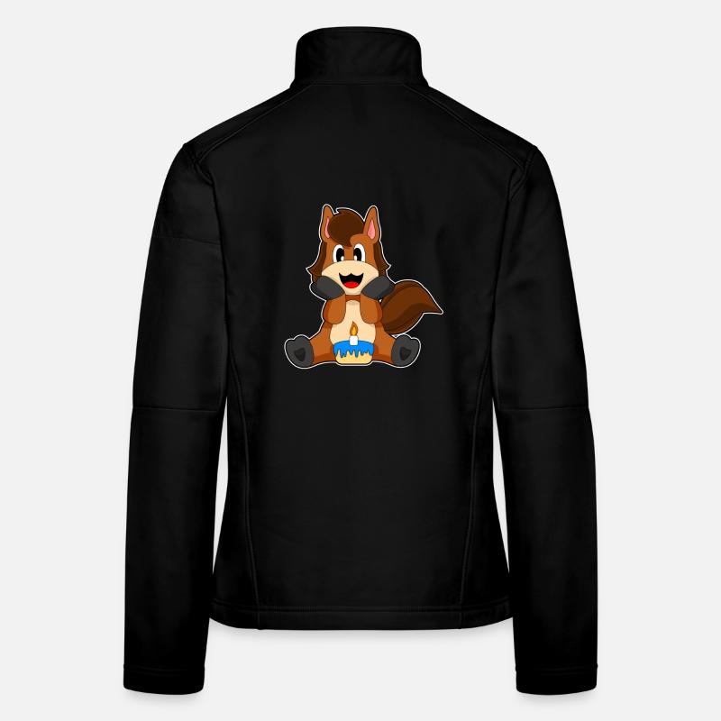 Pferd Geburtstag Kuchen - Frauen Softshelljacke - Schwarz