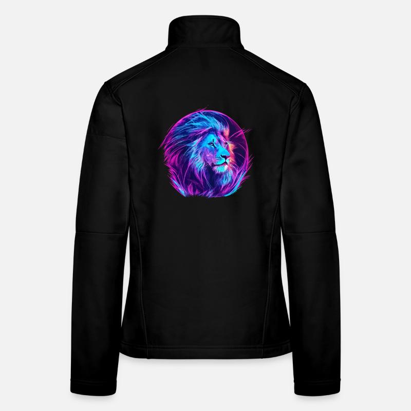 Löwe Vaporwave EDM Frauen Softshelljacke