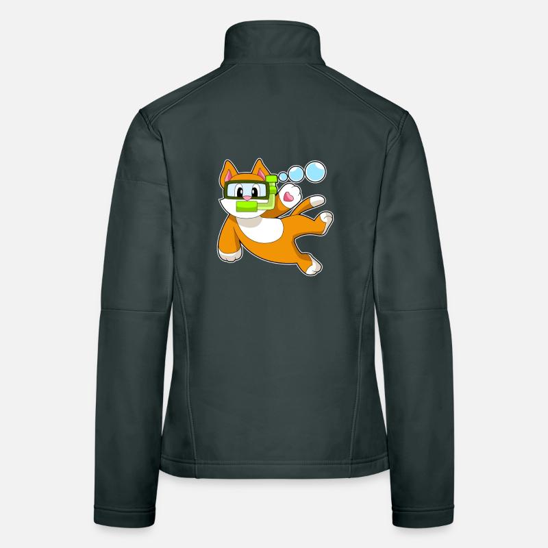 Cat Diver Snorkel Diving Women's Softshell Jacket