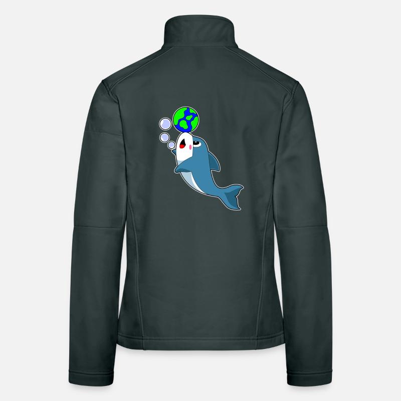 Dolphin Earth Globe Women's Softshell Jacket
