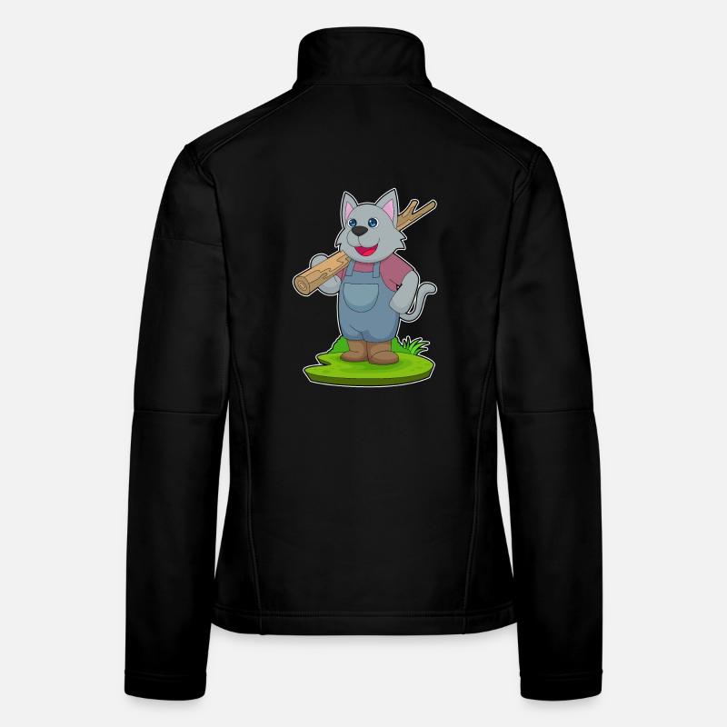 Forêt du bois de bûcherons Cat Veste en tissu softshell Femme