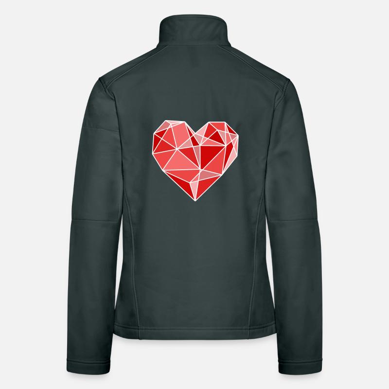 Polygon Heart Valentine Romance Love Hearts Veste en tissu softshell Femme