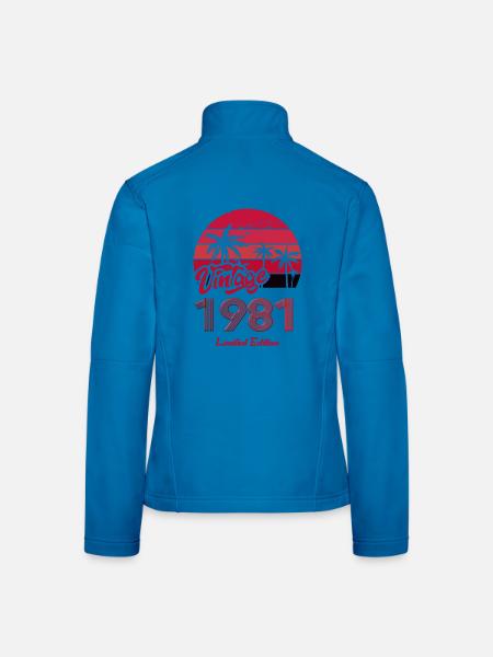 Jahrgang 1981 Limitierte Auflage Rot - Frauen Softshelljacke - Schwarz - Hinten