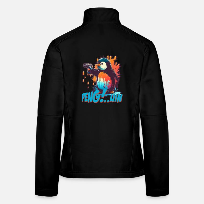 Pen.. guin penguin with pistol Women's Softshell Jacket