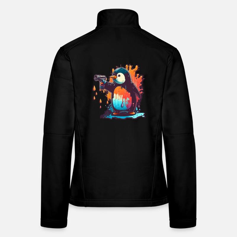 Pinguin mit gezogenem Kolt Frauen Softshelljacke