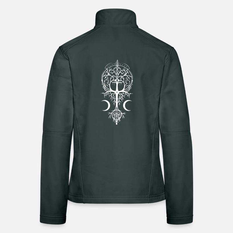 Pagan Symbol Magic Tree Wicca Occult Moon Women's Softshell Jacket