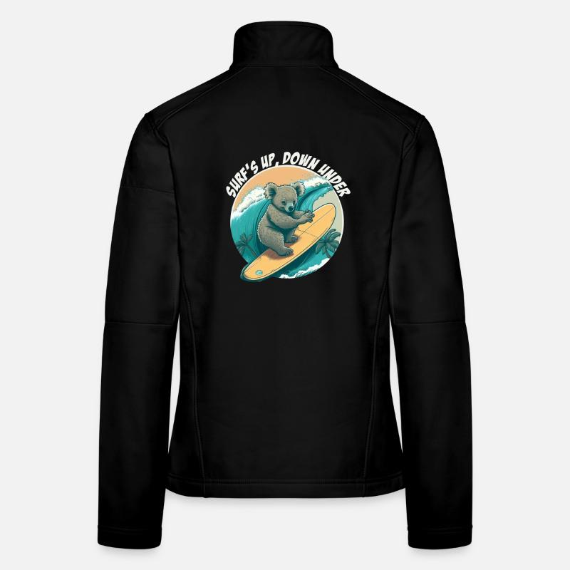 Down under surfing koala bear Women's Softshell Jacket