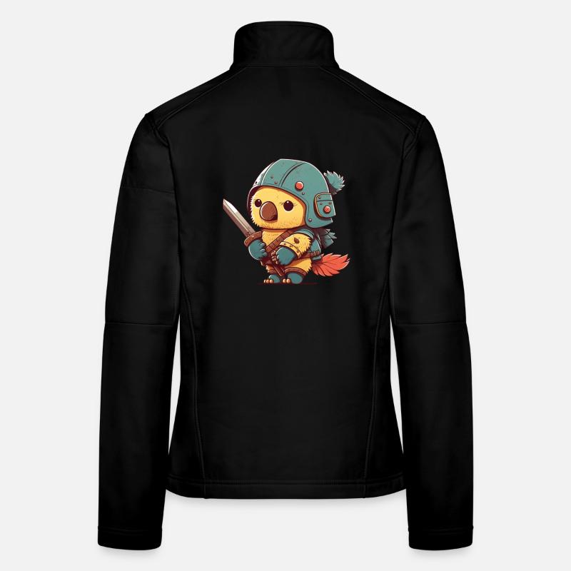 Bird in warrior outfit - Women's Softshell Jacket - black