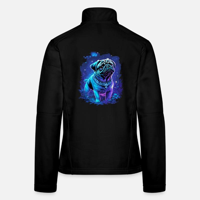 Mystischer süßer Mops Hund Frauen Softshelljacke
