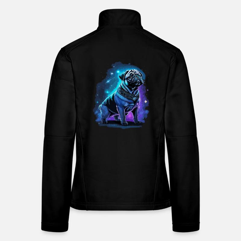 Neon Pug Dog Midnight Magic Women's Softshell Jacket