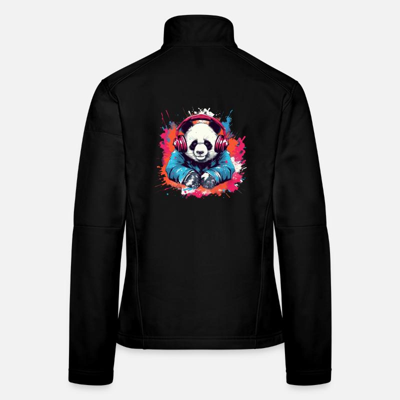 Panda als Dj Frauen Softshelljacke