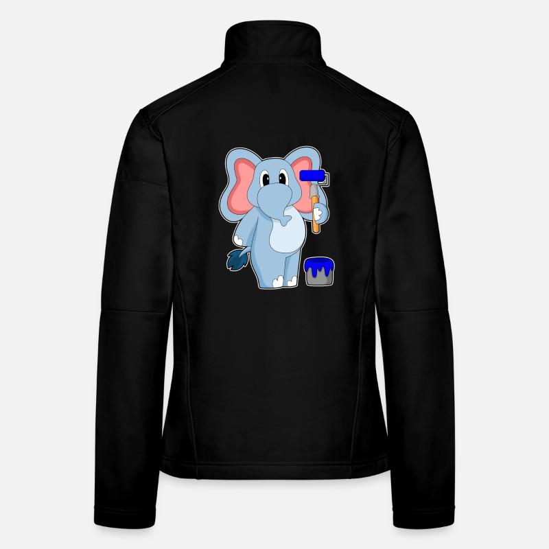 Elephant Painter Paint Roller Painting Women's Softshell Jacket