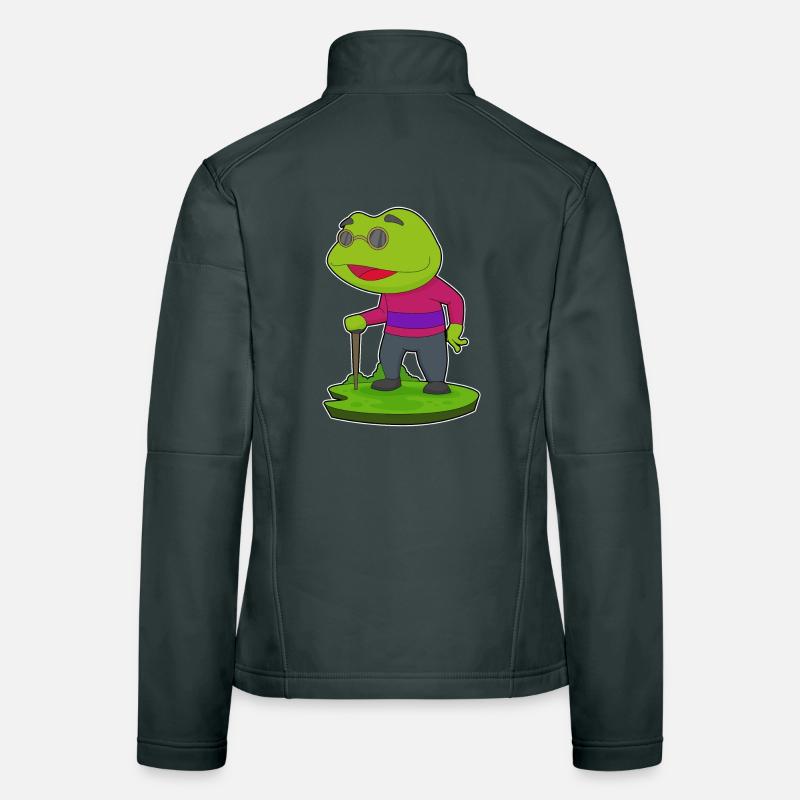 Frog Pensioner Walking Stick Women's Softshell Jacket