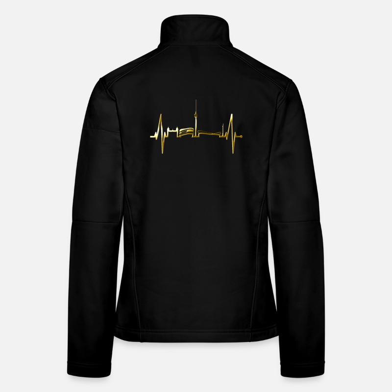 Stuttgart Skyline Herzschlag Herz Stuttgarter Fan Veste en tissu softshell Femme