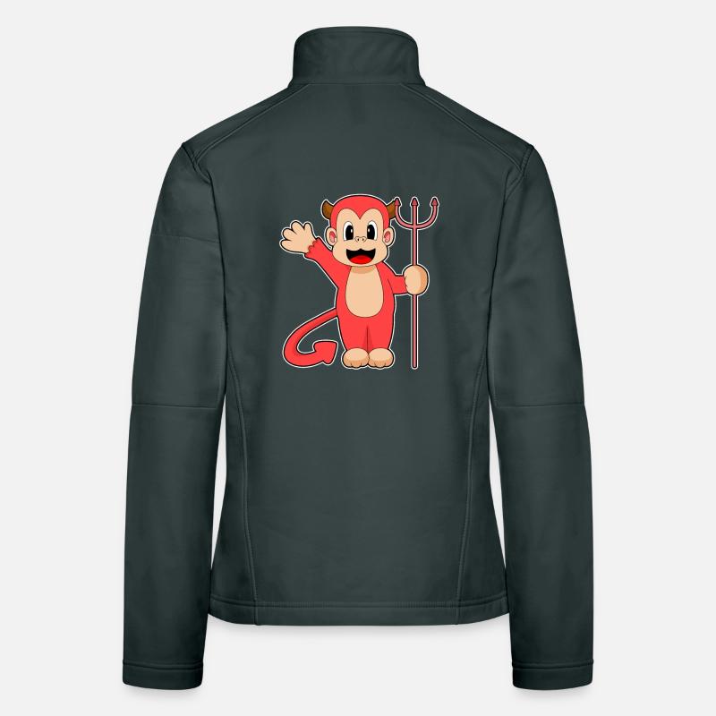 Monkey Halloween Devil Trident Women's Softshell Jacket