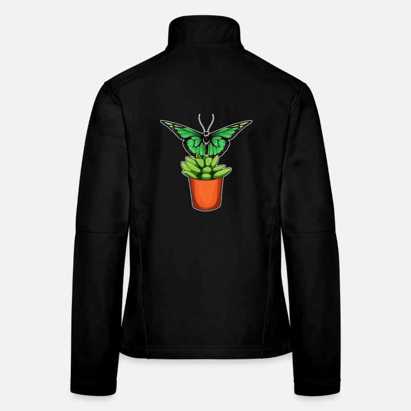 Fleur de pot de fleurs papillon Veste en tissu softshell Femme