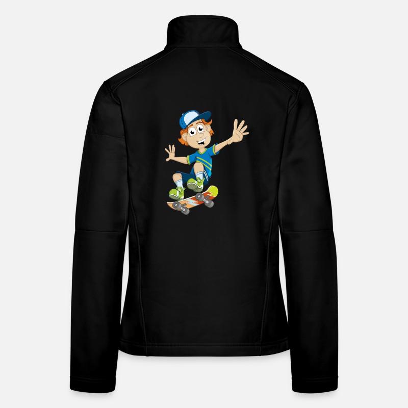 Zeichnung eines Jungen auf einem Skateboard Frauen Softshelljacke
